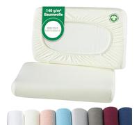 BaSaTex - Housses de Coussin Bio 2 pièces pour oreillers cervicaux et oreillers de santé | 97% Coton certifié GOTS + 3% élasthanne | env. 45-60 x 30-40 cm - 20 cm de Hauteur | Naturel