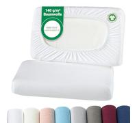 BaSaTex - Housses de Coussin Bio Lot de 2 pour oreillers cervicaux et oreillers de santé | 97% Coton certifié GOTS + 3% élasthanne | env. 45-60 x 30-40 cm - 20 cm de Profondeur | Blanc