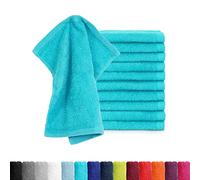 BaSaTex - Lot de 10 Gants de Toilette pour Le Visage et Le Corps - Gants de Toilette en éponge de Coton Doux 30x30cm - Gants de Toilette certifiés Öko-Tex Made in Green - Turquoise