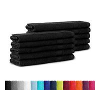 BaSaTex - Lot de 10 Serviettes invité en éponge 30x50, Serviette invité en 100% Coton Öko-Tex Made in Green, Couleur Noire