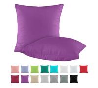 BaSaTex Lot de 2 housses de coussin en coton renforcé - 40 x 40 cm - Violet