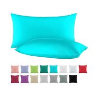 BaSaTex Lot de 2 taies d'oreiller en coton renforcé - 40 x 60 cm - Bleu pétrole