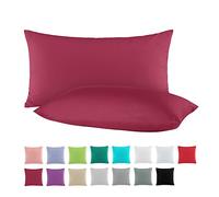 BaSaTex Lot de 2 taies d'oreiller en coton renforcé - 40 x 60 cm - Bordeaux
