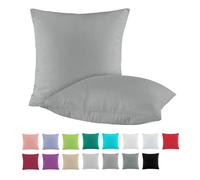 BaSaTex Lot de 2 taies d'oreiller en coton renforcé 50 x 50 cm - Taies d'oreiller 100 % coton - Gris acier