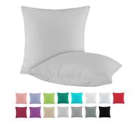 BaSaTex Lot de 2 taies d'oreiller en coton renforcé 50 x 50 cm - Taies d'oreiller 100 % coton - Taies d'oreiller grises
