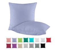 BaSaTex Lot de 2 taies d'oreiller en coton renforcé - 80 x 80 cm - Jeans