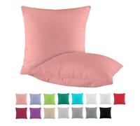 BaSaTex Lot de 2 taies d'oreiller en coton renforcé - 80 x 80 cm - Rose