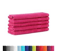 BaSaTex Lot de 5 serviettes d'invité en tissu éponge, 30 x 50 cm, 100 % coton, fabriquées en vert, couleur : magenta