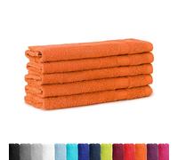 BaSaTex Lot de 5 serviettes d'invité en tissu éponge 30 x 50 cm - Serviettes invité en 100 % coton fabriquées en vert - Couleur : orange