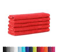 BaSaTex Lot de 5 serviettes d'invité en tissu éponge 30 x 50 cm - Serviettes invité en 100 % coton fabriquées en vert - Couleur : rouge