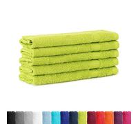 BaSaTex Lot de 5 serviettes d'invité en tissu éponge 30 x 50 cm - Serviettes invité en 100 % coton fabriquées en vert - Couleur : vert pomme