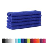 BaSaTex Lot de 5 serviettes d'invité en tissu éponge 30 x 50 cm - Serviettes invité en 100 % coton fabriquées en vert - Couleur : bleu roi