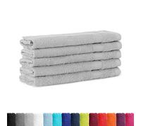 BaSaTex Lot de 5 serviettes d'invité en tissu éponge 30 x 50 cm - Serviettes invité en 100 % coton fabriquées en vert - Couleur : argenté