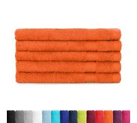 BaSaTex - Serviettes invité en éponge 30x50 cm par Lot de 5 - Serviette invité 100% Coton Made in Green - Couleur : Orange