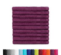 BaSaTex - Serviettes invité en éponge 30x50 en Lot de 10 | Serviette invité 100% Coton Made in Green | Couleur : Violet
