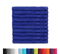 BaSaTex - Serviettes invité en éponge 30x50 en Lot de 10 | Serviette invité 100% Coton Made in Green | Couleur : Bleu Royal