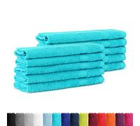BaSaTex SUPERTOLL - Lot de 10 Serviettes pour invités, 100% Coton (Turquoise, 30 x 50 cm)