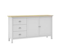 BASCO - Buffet 2 Portes 3 Tiroirs en Pin Massif Naturel et Blanc