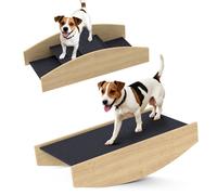 Bascule chien agility - PawHut - réversible 2-en-1, escalier pour chien 3 marches en bois - 80x39,5x20cm - bois naturel