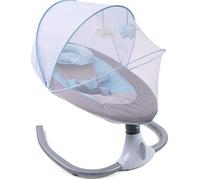 Bascule Electrique pour Bébé avec Télécommande, Lit Bébé Electrique avec Moustiquaire, Chaise Pivotante pour Bébé 0-12 Mois (Blue)