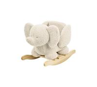 Nattou Schaukeltier aus weichem Teddy-Stoff, Schaukeltier Elefant, INKL. Sicherheitsgurt, Fröhliches Hin- und Herschaukeln, Ca. 60 cm, Lapidou, Polyester/Holz, Ecru