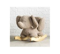 Nattou Animal à Bascule en tissu doux, Eléphant à bascule, Avec ceinture de sécurité, Joyeux Balancement d'avant en arrière, Végétalien, 60 cm, Lapidou, Polyester/bois, Taupe