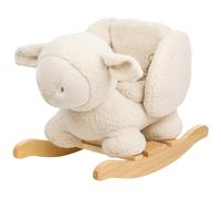 Nattou Animal à bascule Lapidou Mouton — Tissu doux, Ceinture de sécurité, Végétalien, 60 cm, Beige
