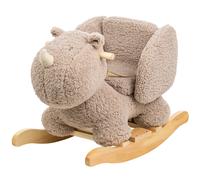 Nattou Jouet à bascule Lapidou – rhinocéros en peluche doux, avec ceinture de sécurité, 60 cm, taupe