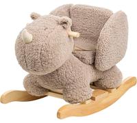 Nattou Schaukeltier aus weichem Teddy-Stoff, Schaukeltier Nashorn, INKL. Sicherheitsgurt, Fröhliches Hin- und Herschaukeln, Ca. 60 cm, Lapidou, Polyester/Holz, Taupe