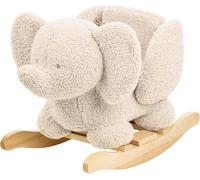 Nattou Schaukeltier aus weichem Teddy-Stoff, Schaukeltier Elefant, INKL. Sicherheitsgurt, Fröhliches Hin- und Herschaukeln, Ca. 60 cm, Lapidou, Polyester/Holz, Ecru