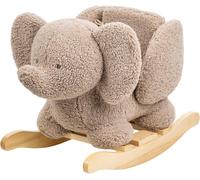 Nattou Animal à Bascule en tissu doux, Eléphant à bascule, Avec ceinture de sécurité, Joyeux Balancement d'avant en arrière, Végétalien, 60 cm, Lapidou, Polyester/bois, Taupe