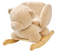 Nattou Animal à bascule en tissu doux, Ours à bascule, Avec ceinture de sécurité, Balancement joyeux, Env. 60 cm, Lapidou, Polyester/Bois, Marron