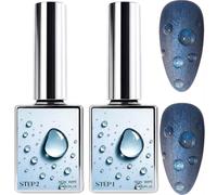 Base Coat & Top Coat Lot,Vernis De Base Et Finition Vernis à Ongles Gel Semi-Permanent Manucure Kit,Bases Et Top Coat Vernis Semi Permanent,3D Water Drop Gel Tops Coats,No Wipe,Raindrop Bubble Effect