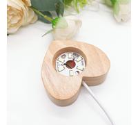 Base d'affichage de lumière LED en bois en forme de coeur,support de sphère de cristal,support de boule,lampe de nuit,support rotatif,décoration d'intérieur,Noël - Type White Light-1PC