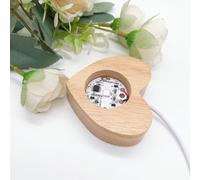 Base d'affichage de lumière LED en bois en forme de coeur,support de sphère de cristal,support de boule,lampe de nuit,support rotatif,décoration d'intérieur,Noël - Type Colourful Light-1PC