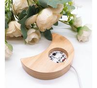 Base d'affichage de lumière LED en bois en forme de lune,support de sphère de cristal,support de boule,lampe de nuit,support rotatif,décoration d'intérieur,Noël - Type Colourful Light-1PC