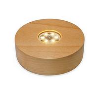 Base d'affichage LED en bois de 10,2 cm pour cristaux d'art en verre, lumière chaude avec 6 LED