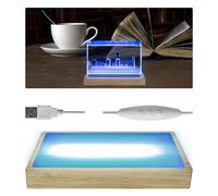 Base d'affichage lumineuse à intensité variable en cristal pour verre d'art, support en bois à 3 couleurs avec veilleuse, base lumineuse LED rectangulaire pour éclairage d'art en verre 3D (multicolore