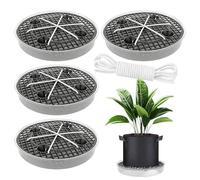 Base d'arrosage automatique - Ensemble de soucoupes de jardinage automatiques, plateau absorbant 4 pièces avec support et contrôle des racines | Système d'auto-irrigation pour pots de 15 litres