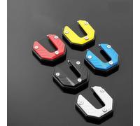 Base de béquille latérale de moto avec coussinet élargi en alliage d'aluminium et caoutchouc antidérapant pour une stabilité accrue et un stationnement sécurisé sur divers véhicules (argent)