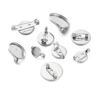 Base de broche en acier inoxydable, Base de Cabochon broche en acier inoxydable, 10 pièces, 8-30mm, plusieurs tailles, fournitures bijoux à faire soi-même(25mm-21mm pins1)