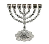 Base De Fleurs Vintage Traditionnelle 7 Branche Menorah Table Maître La Pièce Maîtresse en Métal Temple Temple Décoration Chandelier Juif Table À Manger