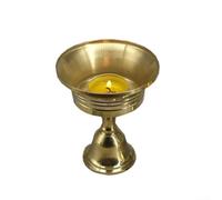Base de lampe en cuivre conçue pour les lampes à beurre et les lampes à longue combustion, fournit de la stabilité et ajoute de la solennité pour les décors religieux ou décoratifs