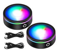 Base de Lumière LED, Lot 2 Supports de Lampe Multicolore, Socle Affichage pour Cristaux 3D en Verre avec Changement Couleur