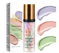 Base de maquillage 3 en 1, base correctrice de couleur en une seule étape, crème isolante solaire SPF 50 contrôlant le sébum, sérum hydratant et éclaircissant pour le visage