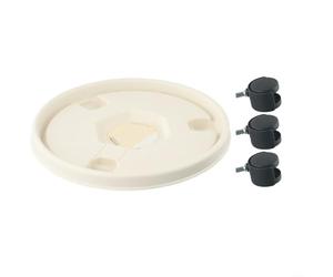 Base de mobilité des plantes avec architecture à double roue et centre de gravité optimisé pour un mouvement contrôlé (blanc)