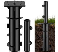 Base de parasol au sol avec tube de support de parapluie, ancre au sol universelle et robuste, support de parasol enterré pour parasol de terrasse cantilever, parasol suspendu, noir
