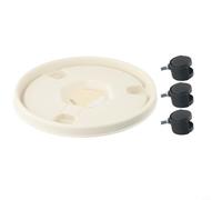 Base de pot de fleurs en plastique avec roues pivotantes intégrées et poulie de fixation robuste pour une installation rapide et une utilisation sûre (blanc)