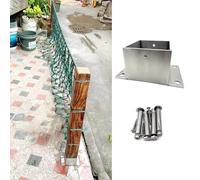 Base de poteau de clôture carrée en métal robuste avec ancre à béton et vis à bois - Kit de support pour garde-corps pour jardin, cour, ferme, pergola et poteaux de boîte aux lettres (130 x 130 mm)
