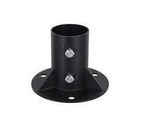 Base de poteau de clôture en acier robuste pour lampe, boîte aux lettres et mâts de drapeau, bride de sol noire avec boulons d'extension, diamètre intérieur de 65 mm/78 mm, support de montage rond